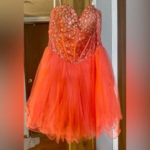Clarisse Coral short bedazzled formal homecoming prom ladies 11/12 DD chest